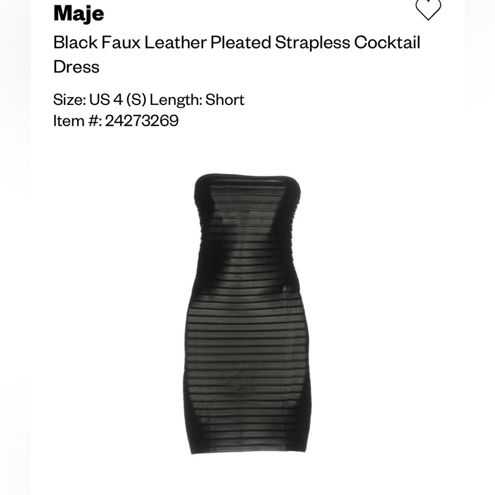MAJE Strapless Faux Leather Little Black Dress